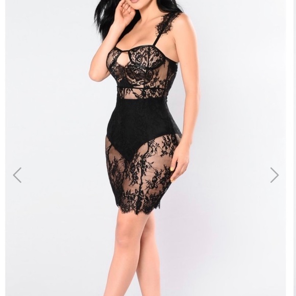 Fashion Nova Black Lace Dress Lingerie NWT - Picture 3 of 11